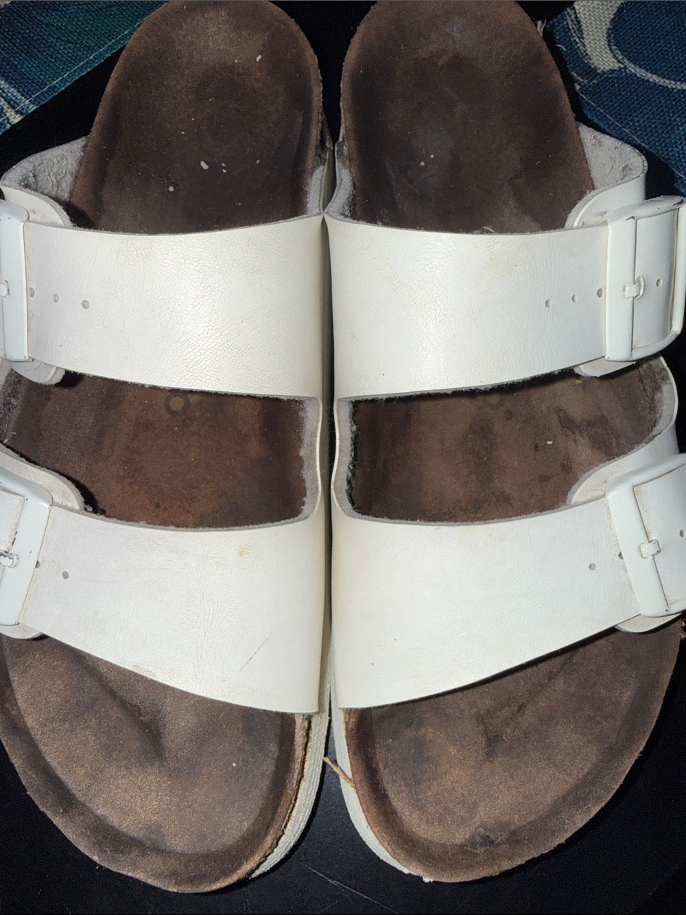 Papillio White Slide Sandals with Brown Footbed